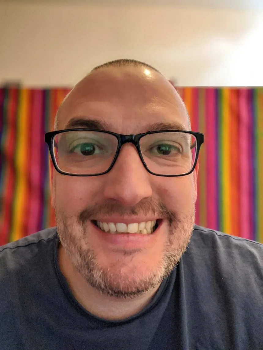 Chris Read, the developer behind Fantata, by the water in the sun